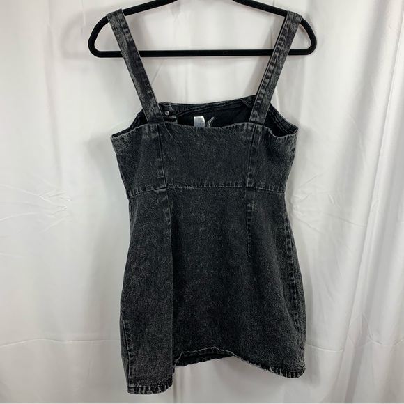 H&M Divided Dress Women's Medium Sleeveless Black Acid Wash Denim Mini Jean - Picture 3 of 16